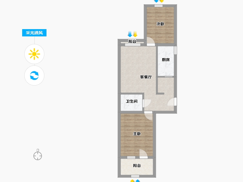 北京-北京市-宝盛西里-57.15-户型库-采光通风