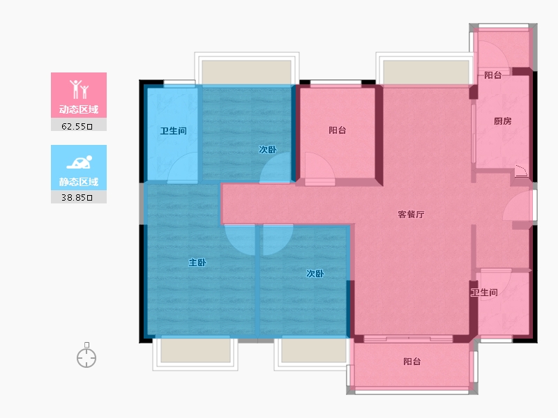 广东省-佛山市-招商金地时代天璞-90.41-户型库-动静分区