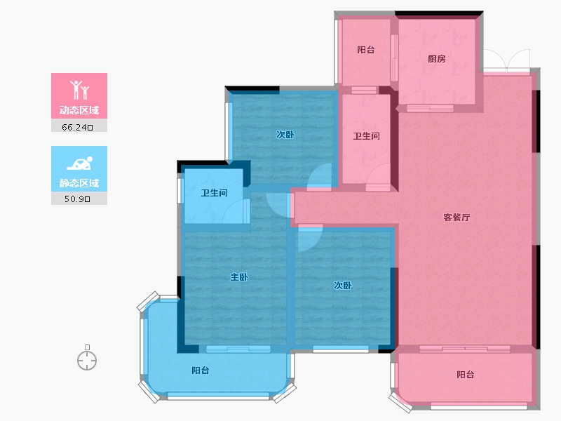 贵州省-黔西南布依族苗族自治州-印象金州-103.92-户型库-动静分区