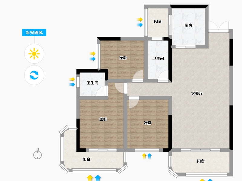 贵州省-黔西南布依族苗族自治州-印象金州-103.92-户型库-采光通风