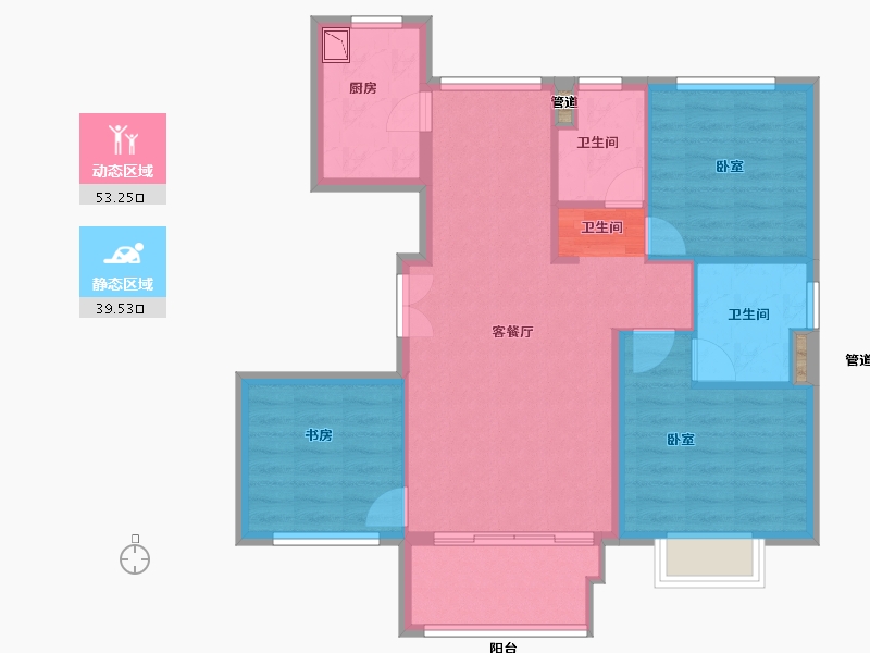 浙江省-湖州市-光明梦想城-84.00-户型库-动静分区