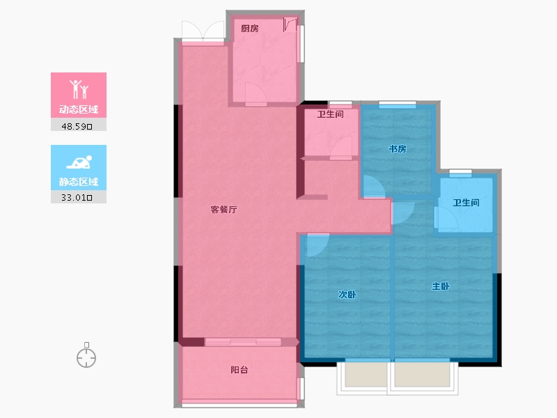 湖北省-仙桃市-蓝天白云-72.80-户型库-动静分区