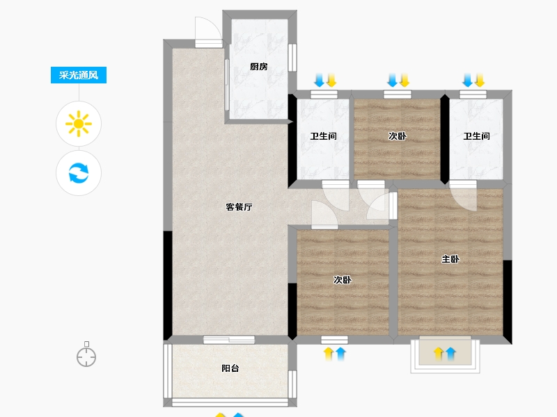 湖南省-长沙市-保利东郡-73.23-户型库-采光通风