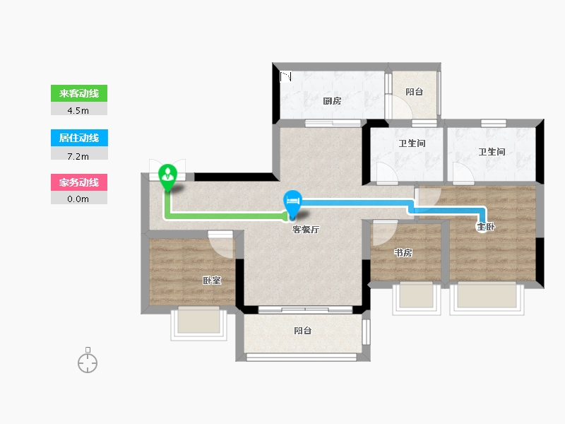 重庆-重庆市-荣盛鹿山府-68.22-户型库-动静线