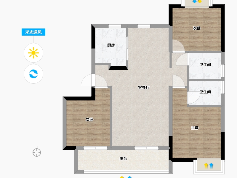 江西省-南昌市-金茂宸南里-85.60-户型库-采光通风