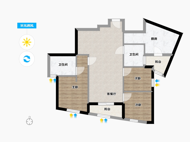 四川省-成都市-天府汇中心-72.03-户型库-采光通风