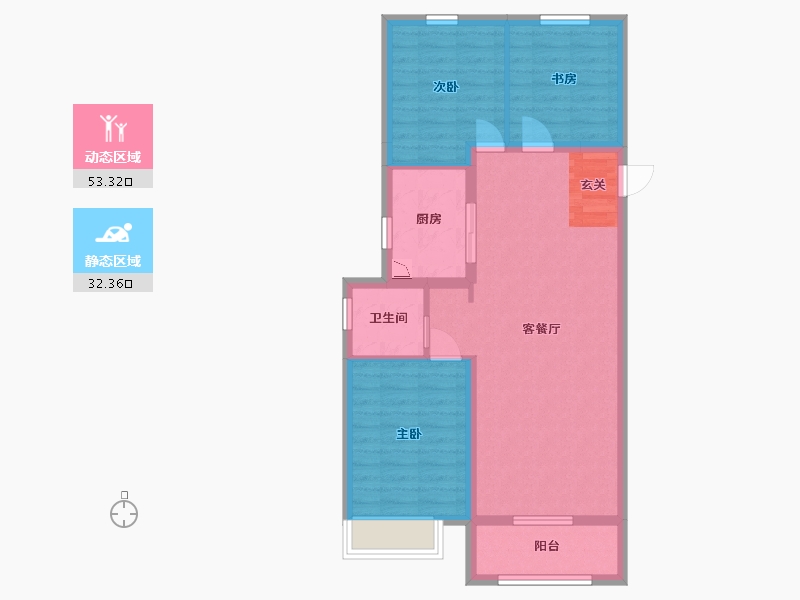 黑龙江省-哈尔滨市-南益松江春晓-76.81-户型库-动静分区