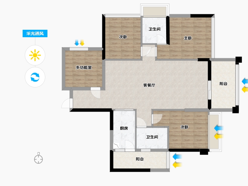 广东省-湛江市-盛世家园-107.15-户型库-采光通风