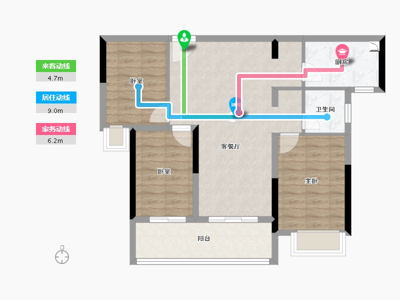 山东省-烟台市-金科博翠花园-76.26-户型库-动静线