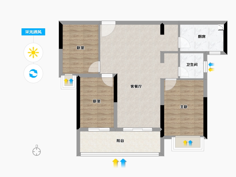 山东省-烟台市-金科博翠花园-76.26-户型库-采光通风