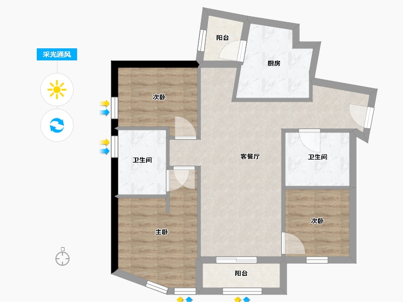 四川省-成都市-天府汇中心-67.16-户型库-采光通风