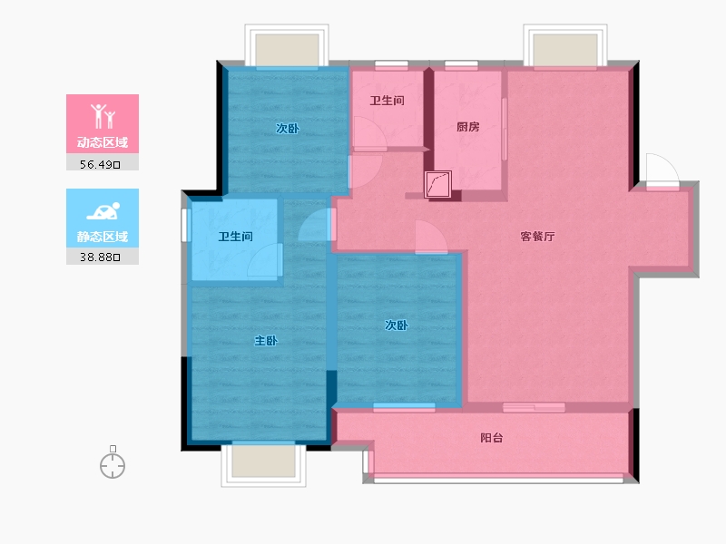 江西省-南昌市-金地金茂九�o府-84.80-户型库-动静分区