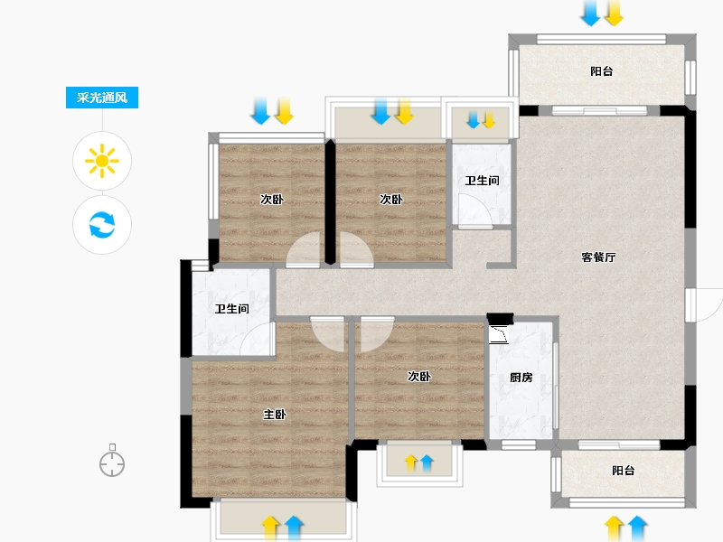 广西壮族自治区-柳州市-博慧江山悦-88.90-户型库-采光通风