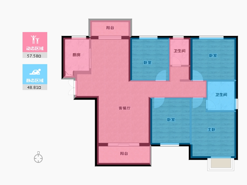 湖南省-株洲市-中建�h熙台-95.05-户型库-动静分区