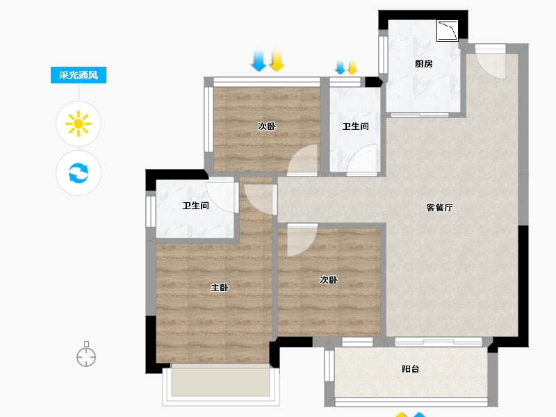 广西壮族自治区-柳州市-博慧江山悦-65.38-户型库-采光通风