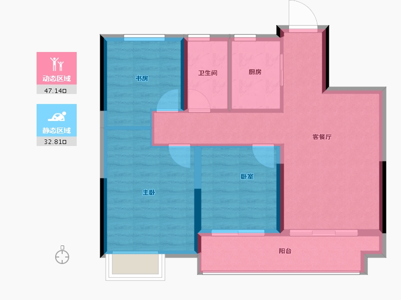 浙江省-湖州市-诚通江南里-71.86-户型库-动静分区