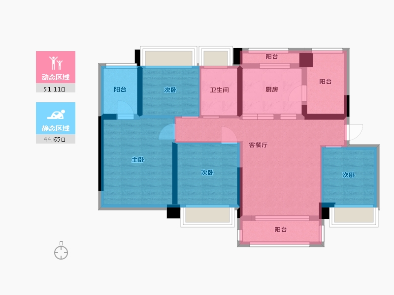 广东省-中山市-泰丰凤凰源-84.05-户型库-动静分区