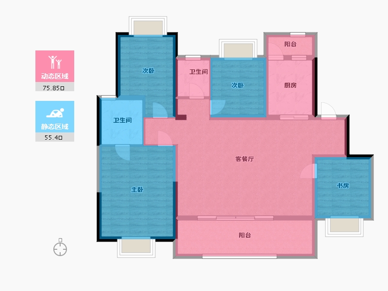 云南省-昆明市-招商依云国际社区-118.09-户型库-动静分区