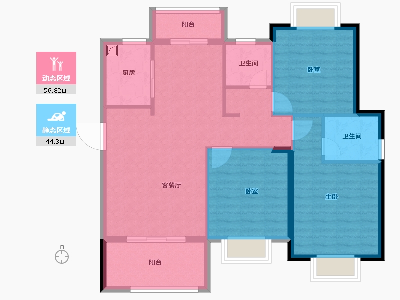 福建省-福州市-天福・渔夫岛-91.33-户型库-动静分区