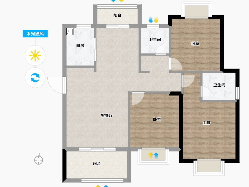 福建省-福州市-天福・渔夫岛-91.33-户型库-采光通风