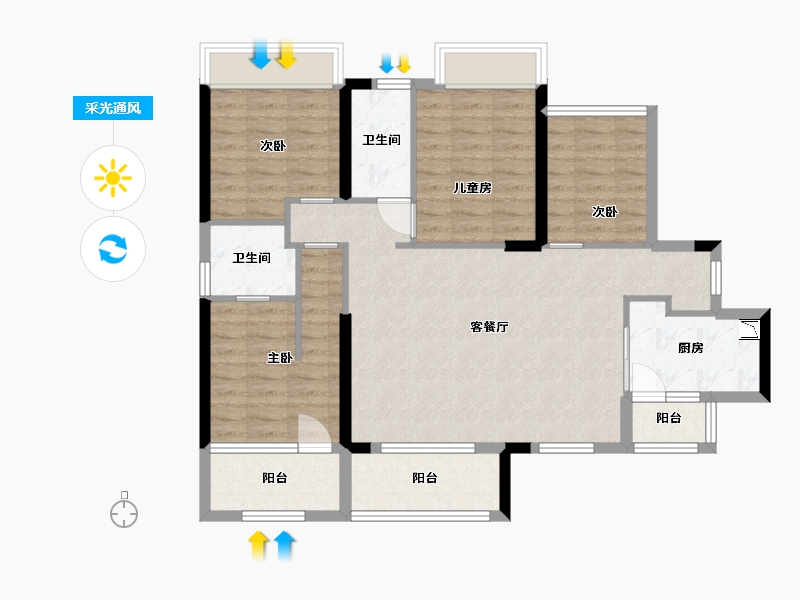 广东省-中山市-海伦堡・千江阅-96.61-户型库-采光通风