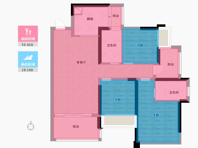 广东省-中山市-泰丰凤凰源-74.40-户型库-动静分区