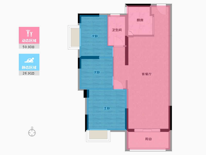 广东省-中山市-海伦堡・千江阅-69.35-户型库-动静分区