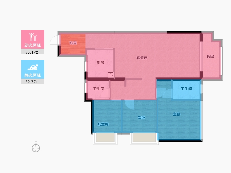 广东省-中山市-海伦堡・千江阅-78.25-户型库-动静分区