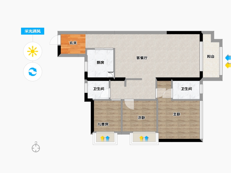 广东省-中山市-海伦堡・千江阅-78.25-户型库-采光通风