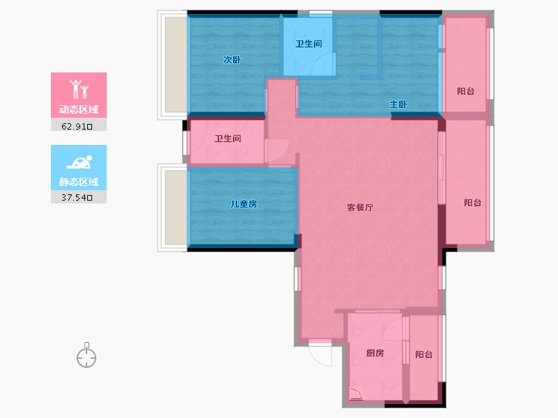 广东省-中山市-海伦堡・千江阅-89.07-户型库-动静分区