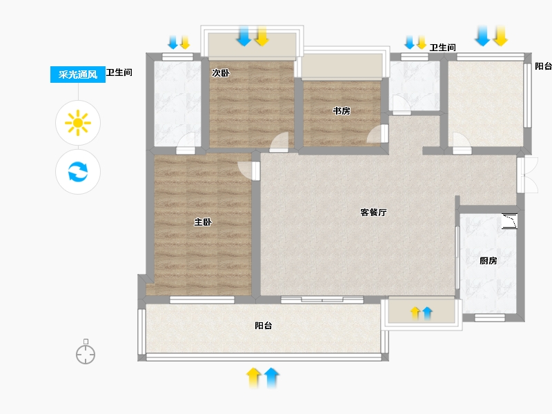 贵州省-贵阳市-贵阳经开吾悦广场-87.97-户型库-采光通风