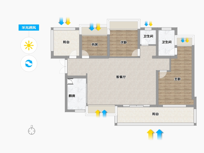 贵州省-贵阳市-贵阳经开吾悦广场-96.80-户型库-采光通风