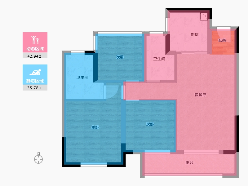 浙江省-台州市-杨帆森然府-69.70-户型库-动静分区