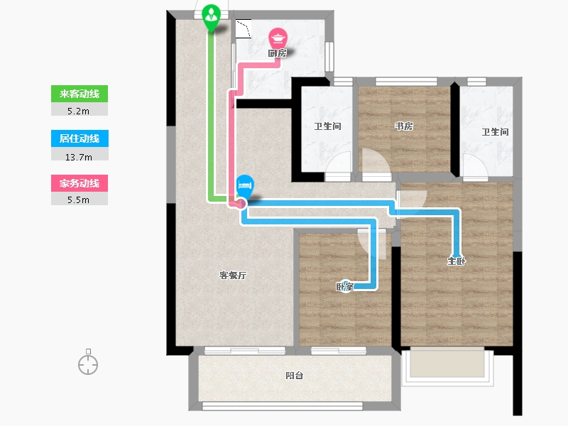 陕西省-西安市-电建地产・西安・泛悦城-75.16-户型库-动静线