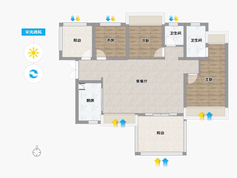 贵州省-贵阳市-贵阳经开吾悦广场-96.79-户型库-采光通风