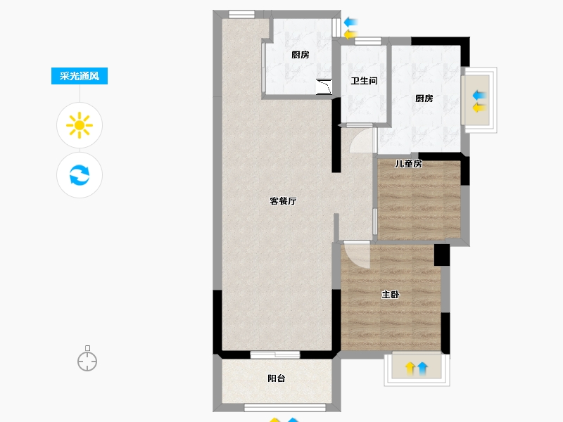 广东省-中山市-海伦堡・千江阅-69.07-户型库-采光通风