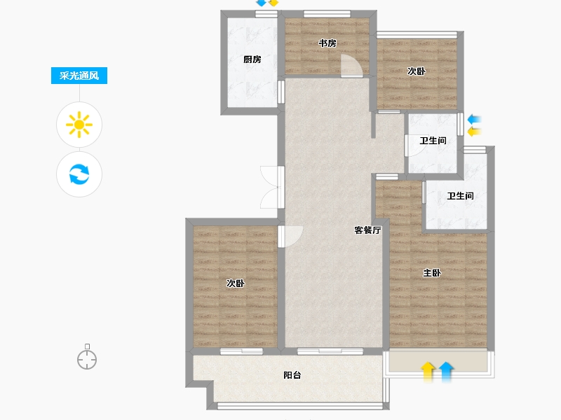 江苏省-镇江市-天怡・珑蟠里-104.00-户型库-采光通风