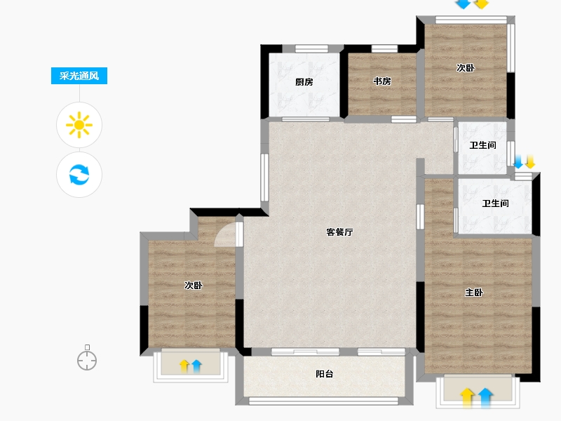 浙江省-台州市-杨帆森然府-97.24-户型库-采光通风