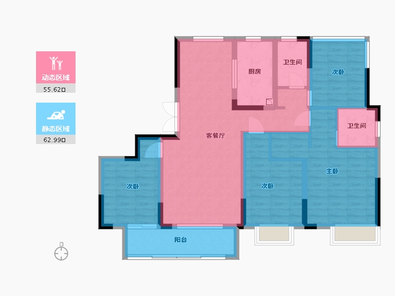 浙江省-台州市-杨帆森然府-106.99-户型库-动静分区