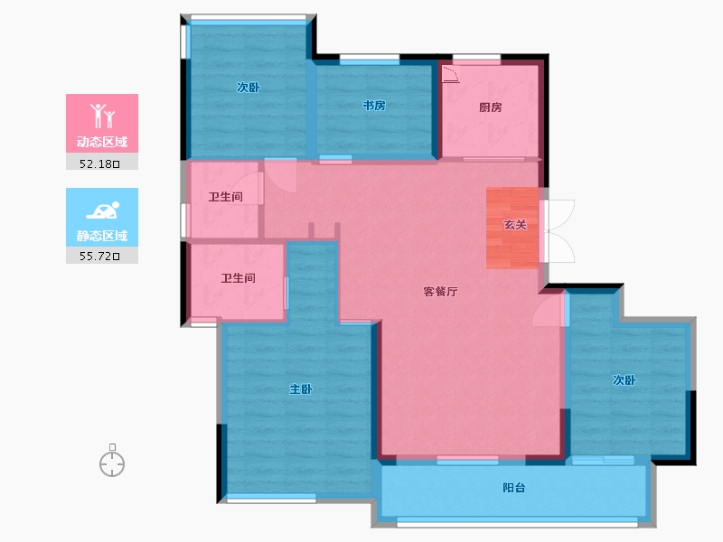 浙江省-台州市-杨帆森然府-96.77-户型库-动静分区