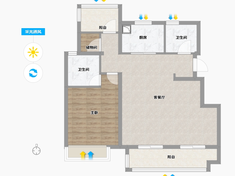 安徽省-合肥市-奥园龙川玖著-80.00-户型库-采光通风