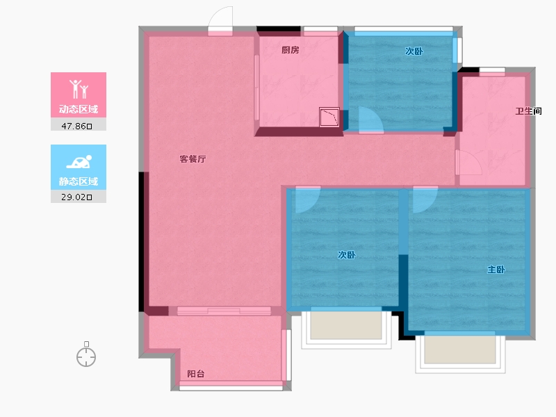 安徽省-合肥市-北麓雅院-67.99-户型库-动静分区