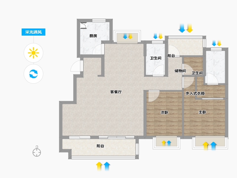 安徽省-合肥市-奥园龙川玖著-101.61-户型库-采光通风