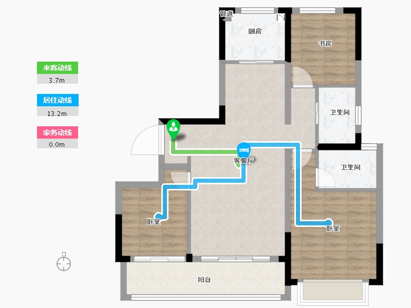 浙江省-宁波市-华夏如院-86.40-户型库-动静线