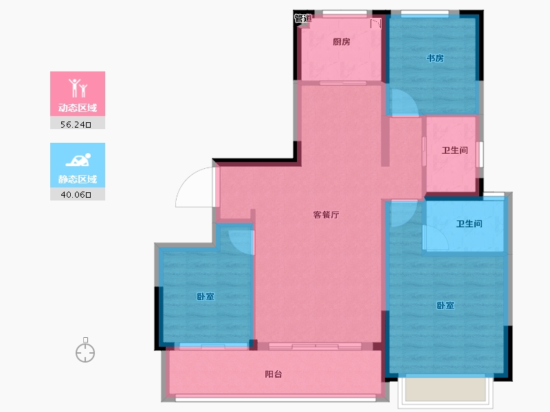 浙江省-宁波市-华夏如院-86.40-户型库-动静分区