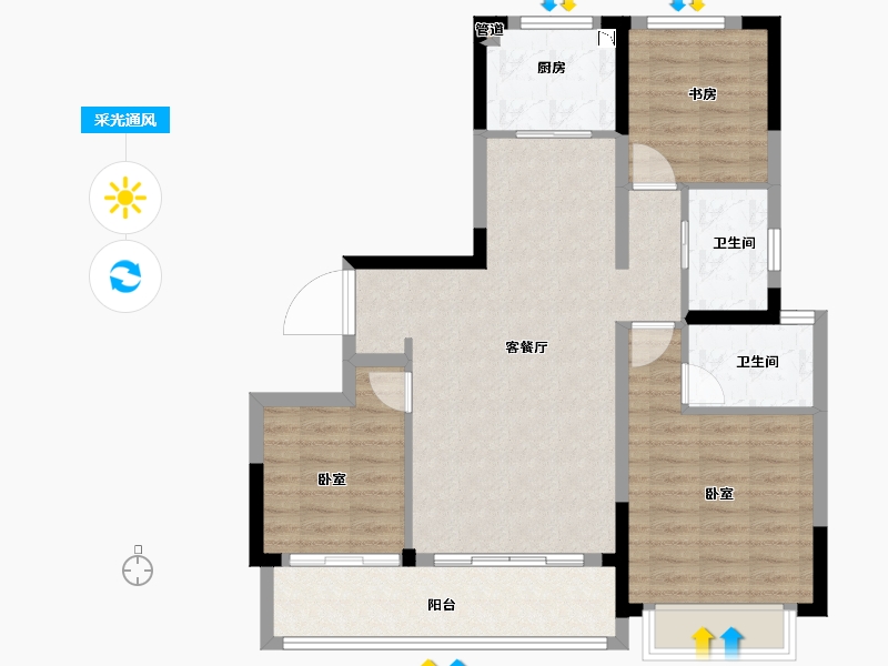 浙江省-宁波市-华夏如院-86.40-户型库-采光通风