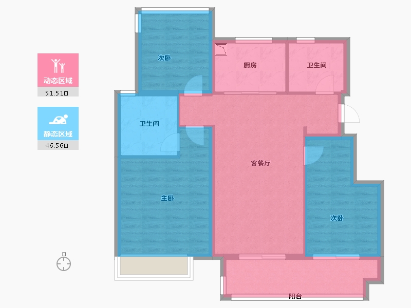 安徽省-合肥市-奥园龙川玖著-88.00-户型库-动静分区