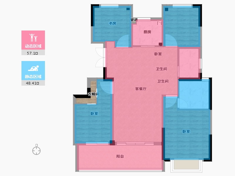 浙江省-宁波市-华夏如院-96.00-户型库-动静分区