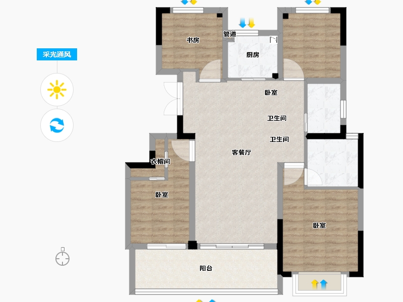 浙江省-宁波市-华夏如院-96.00-户型库-采光通风