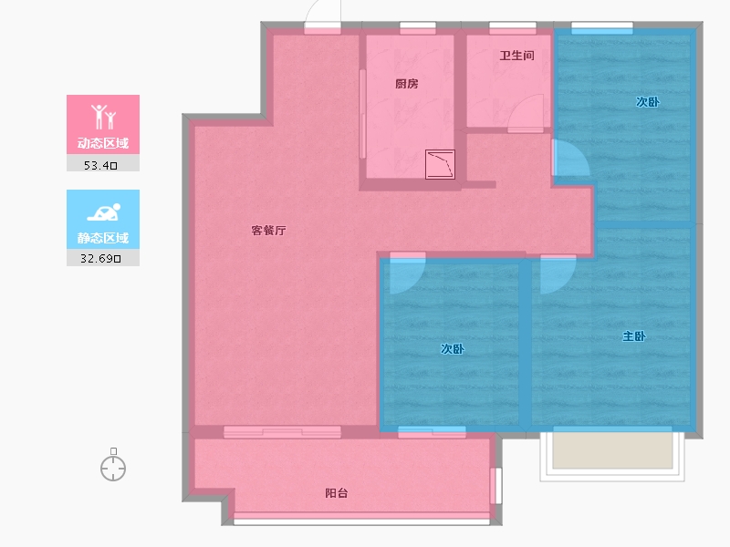 安徽省-合肥市-奥园龙川玖著-76.80-户型库-动静分区